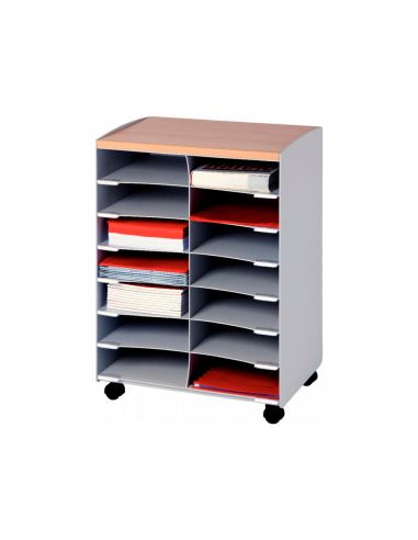 Modulo Paperflow Con 14 Casillas Y Ruedas Pivotantes Color Gris 720X514X330 Mm