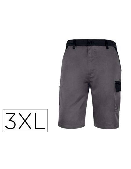 Pantalon De Trabajo Deltaplus Bermuda Cintura Ajustable 5 Bolsillos Color Gris Talla 3Xl