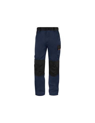 Pantalon De Trabajo Deltaplus Cintura Ajustable 5 Bolsillos Color Azul Naranja Talla L