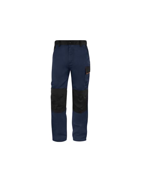 Pantalon De Trabajo Deltaplus Cintura Ajustable 5 Bolsillos Color Azul Naranja Talla S