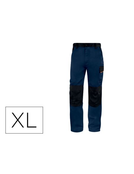 Pantalon De Trabajo Deltaplus Cintura Ajustable 5 Bolsillos Color Azul Naranja Talla Xl Naranja Talla Xl