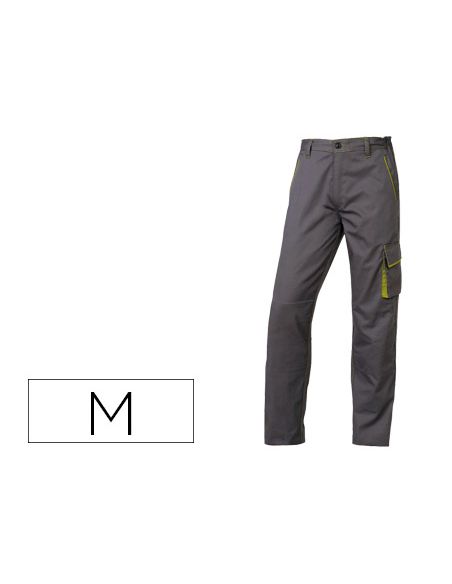Pantalon De Trabajo Deltaplus Cintura Ajustable 5 Bolsillos Color Gris Verde Talla M