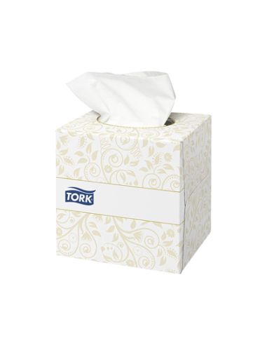 Pañuelos Faciales Tork Extrasuaves 2 Capas 20,9X20 Cm Caja Cubo De 100 Unidades