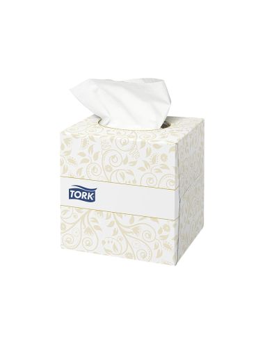 Pañuelos Faciales Tork Extrasuaves 2 Capas 20,9X20 Cm Caja Cubo De 100 Unidades