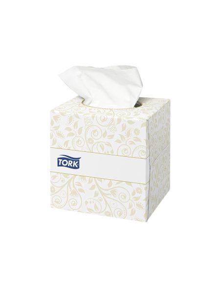 Pañuelos Faciales Tork Extrasuaves 2 Capas 20,9X20 Cm Caja Cubo De 100 Unidades