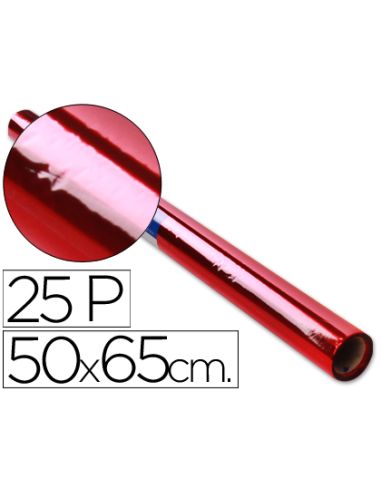 Papel Celofan Rollo Trepado Rojo 25 Hojas De 50X65 Cm