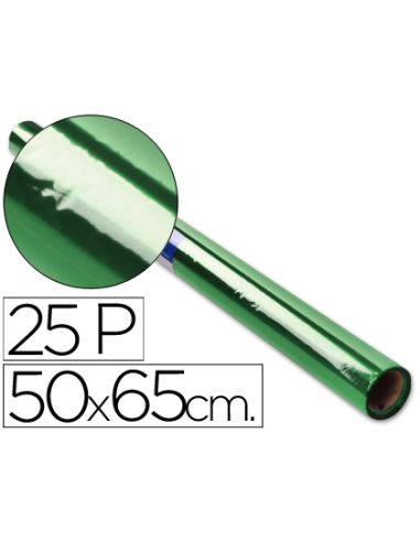 Papel Celofan Rollo Trepado Verde 25 Hojas De 50X65 Cm