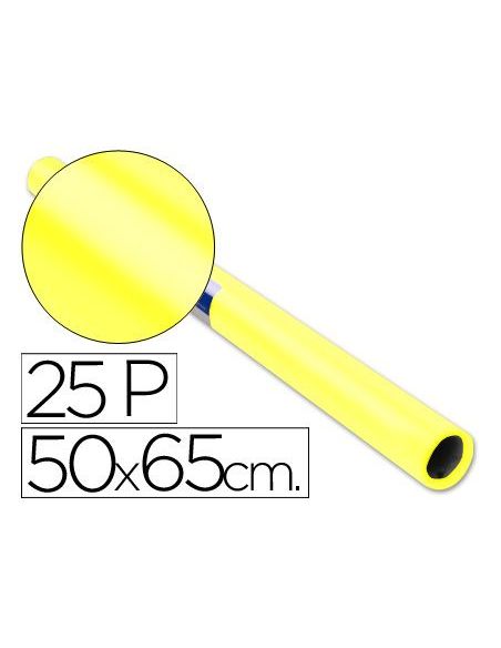Papel Charol Amarillo Rollo 25 Hojas De 50X65 Cm