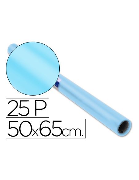 Papel Charol Celeste Rollo 25 Hojas De 50X65 Cm