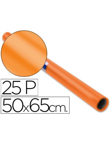 Papel Charol Naranja Rollo 25 Hojas De 50X65 Cm