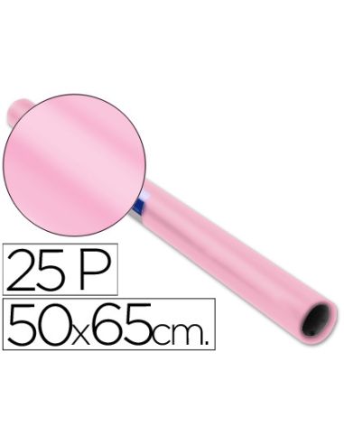 Papel Charol Rosa Palido Rollo 25 Hojas De 50X65 Cm