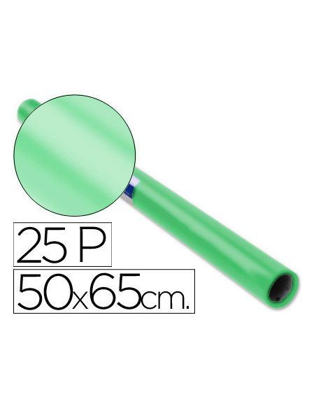 Papel Charol Verde Palido Rollo 25 Hojas De 50X65 Cm