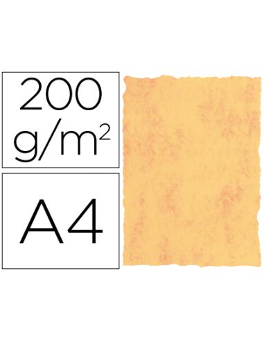 Papel Pergamino Din A4 200 Gr Color Marmol Amarillo Paquete De 25 Hojas
