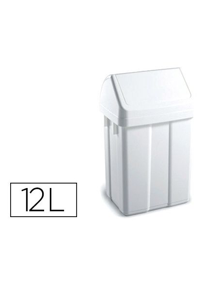 Papelera Contenedor Tts Plastico Con Tapadera Max 12 Litros Blanca 400X230X200 Mm
