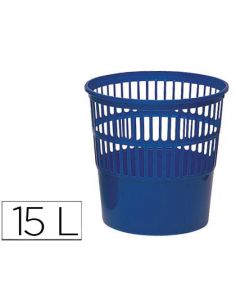 Papelera Plastico Q-Connect 15 Litros Rejilla Color Azul 285X290 Mm