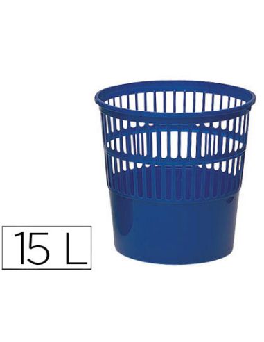 Papelera Plastico Q-Connect 15 Litros Rejilla Color Azul 285X290 Mm