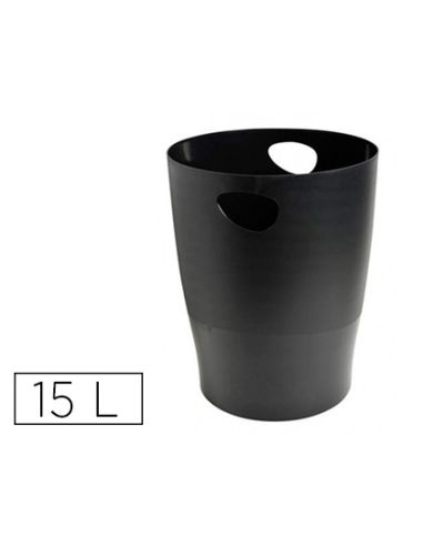 Papelera Plastico Exacompta Ecoblack Negro 15 Litros