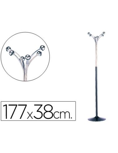Perchero Metalico Pie 6 Colgadores Color Negro/Cromado 177X38 Cm