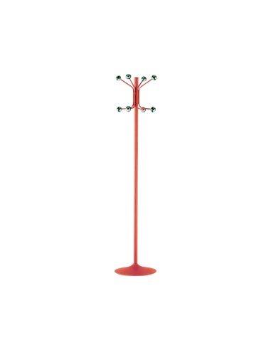 Perchero Metalico Pie 8 Colgadores Color Rojo 177X38 Cm