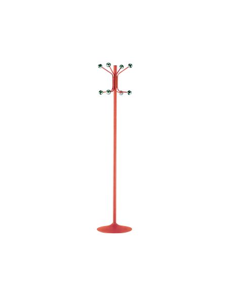 Perchero Metalico Pie 8 Colgadores Color Rojo 177X38 Cm