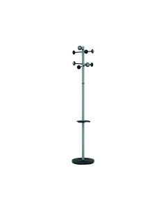 Perchero Metalico Unilux Accueil Pie 8 Colgadores Con Paraguero Y Bandeja Goteo Gris Metalizado 177X38 Cm 2