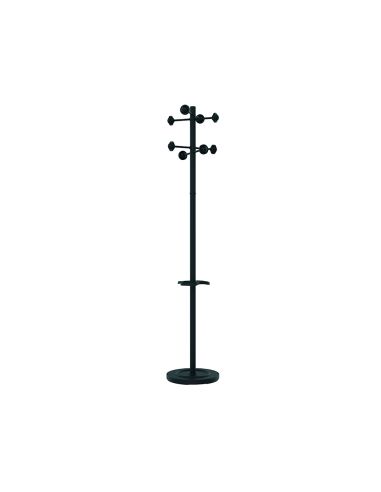 Perchero Metalico Unilux Accueil Pie 8 Colgadores Con Paraguero Y Bandeja Goteo Negro 177X38 Cm