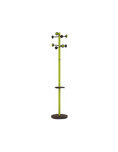 Perchero Metalico Unilux Accueil Pie 8 Colgadores Con Paraguero Y Bandeja Goteo Verde 177X38 Cm