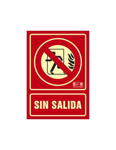 Pictograma Syssa Señal De No Hay Salida En Pvc Fotoluminiscente 210X297 Mm