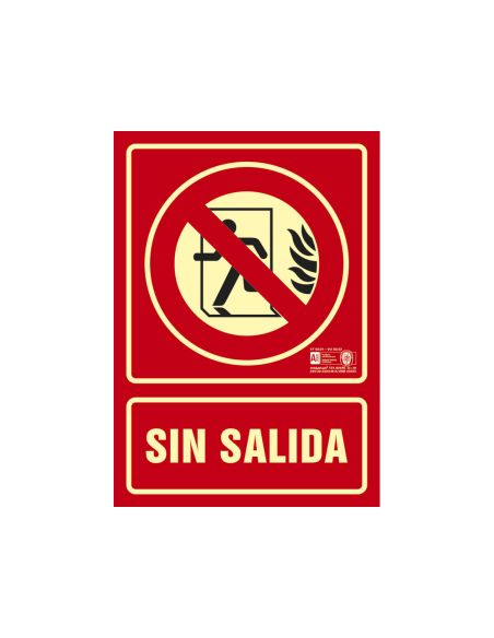Pictograma Syssa Señal De No Hay Salida En Pvc Fotoluminiscente 210X297 Mm