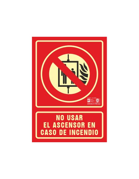 Pictograma Syssa Señal De No Utilizar En Caso De Incendio En Pvc Fotoluminiscente 210X297 Mm