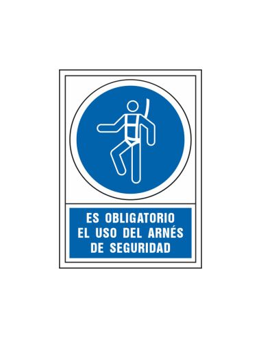 Pictograma Syssa Señal De Obligacion Es Obligatorio El Uso De Arnes De Seguridad En Pvc 245X345 Mm