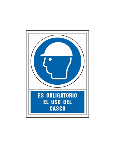 Pictograma Syssa Señal De Obligacion Es Obligatorio El Uso De Casco En Pvc 245X345 Mm