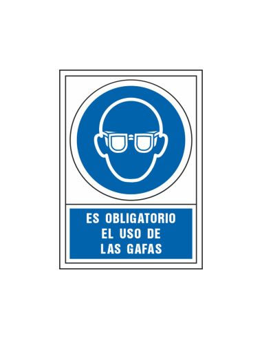 Pictograma Syssa Señal De Obligacion Es Obligatorio El Uso De Las Gafas En Pvc 245X345 Mm