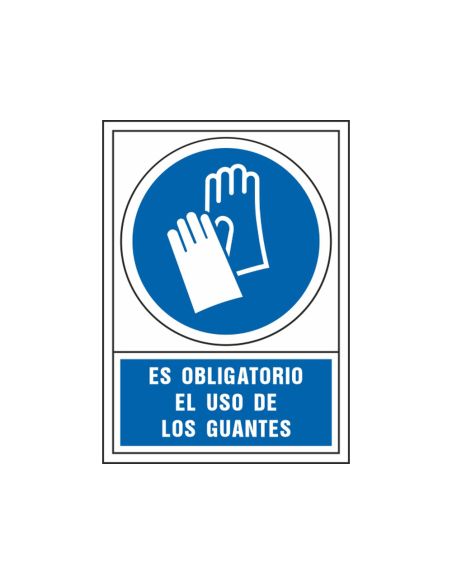Pictograma Syssa Señal De Obligacion Es Obligatorio El Uso De Los Guantes En Pvc 245X345 Mm