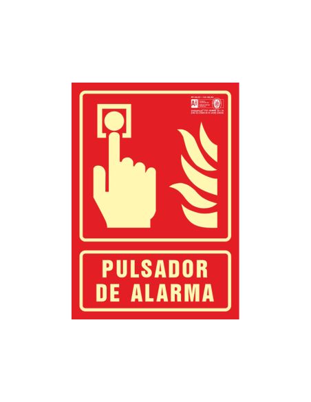 Pictograma Syssa Señal De Pulsador De Alarma En Pvc Fotoluminiscente 210X297 Mm