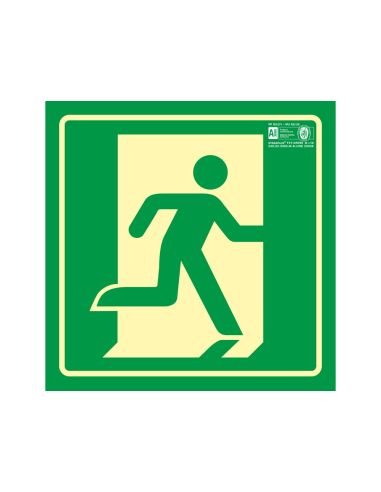 Pictograma Syssa Señal De Salida De Emergencia Derecha En Pvc Fotoluminiscente 224X224 Mm