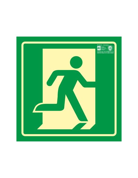 Pictograma Syssa Señal De Salida De Emergencia Derecha En Pvc Fotoluminiscente 224X224 Mm