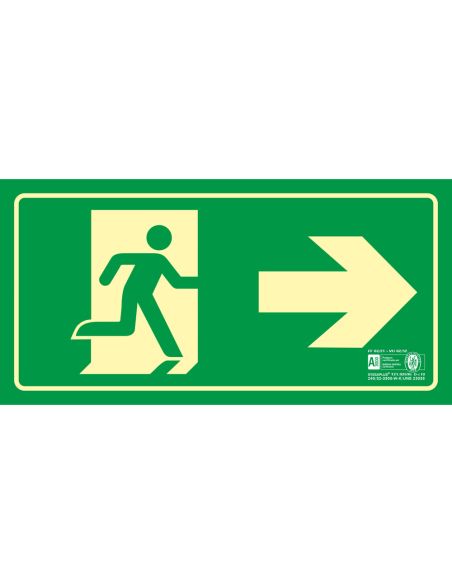 Pictograma Syssa Señal De Salida Emergencia Flecha Derecha En Pvc Fotoluminiscente 320X160 Mm