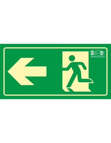 Pictograma Syssa Señal De Salida Emergencia Flecha Izquierda En Pvc Fotoluminiscente 320X160 Mm