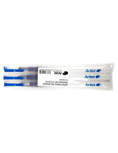 Pincel Artist Recargable Redondo Blister 3 Unidades Puntas Surtidas