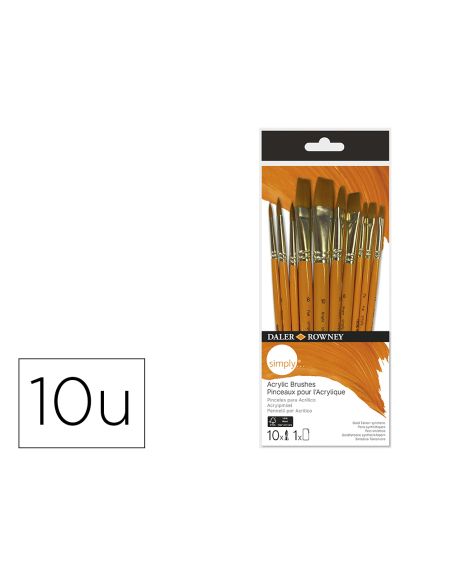 Pinceles Daler Rowney Simply Art Sintentico Mango Corto Dorado Blister De 10 Unidades