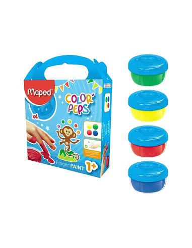 Pintura A Dedos Maped Color Peps Caja De 4 Botes Colores Surtidos 80 Gr