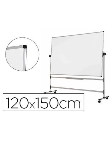 Pizarra Blanca Bi-Office Blanca De Acero Vitrifricado Volteable Doble Cara 120X150 Cm