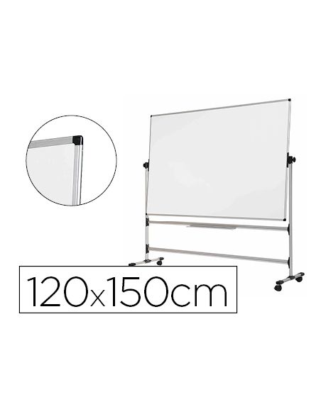 Pizarra Blanca Bi-Office Blanca De Acero Vitrifricado Volteable Doble Cara 120X150 Cm