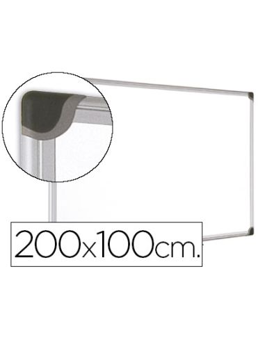 Pizarra Blanca Bi-Office Magnetica Maya W Ceramica Vitrificada Marco De Aluminio 200 X 100 Cm Con Bandeja Para