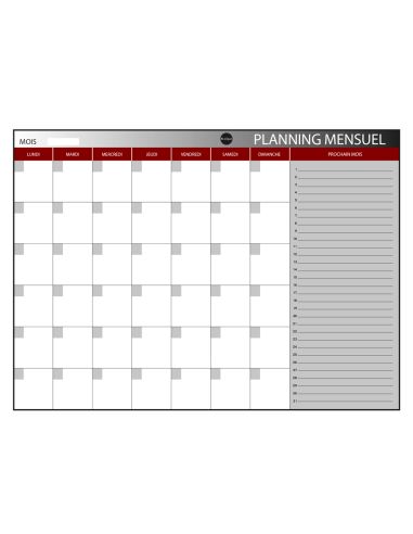 Planning Magnetico Bi-Office Mensual Lacado Marco Aluminio Rotulable 60X45 Cm