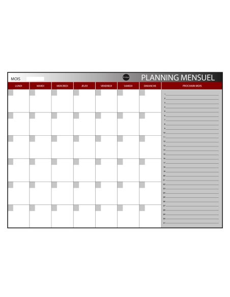 Planning Magnetico Bi-Office Mensual Lacado Marco Aluminio Rotulable 60X45 Cm