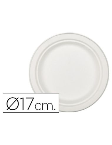 Plato De Fibra De Caña De Azucar Blanco 17 Cm Diametro Paquete De 50 Unidades