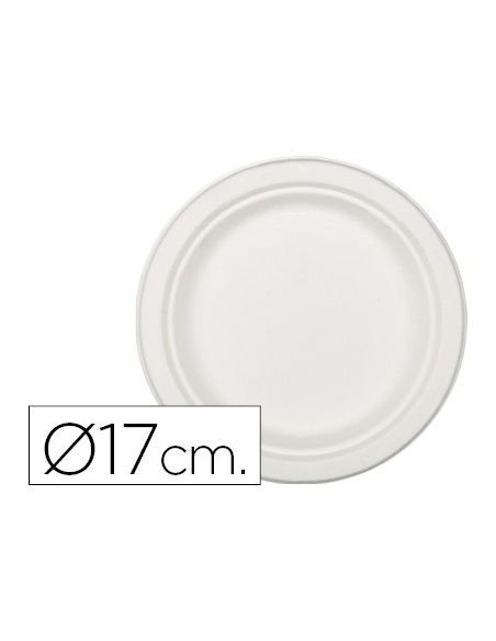 Plato De Fibra De Caña De Azucar Blanco 17 Cm Diametro Paquete De 50 Unidades