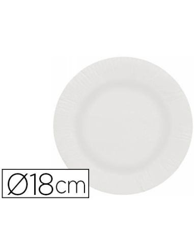 Plato Papel Reciclable Blanco 18 Cm Paquete 50 Unidades